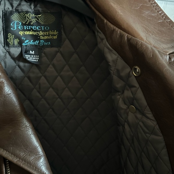 Men’s Schott Brown Leather Jacket 519 Size M - Picture 14 of 16